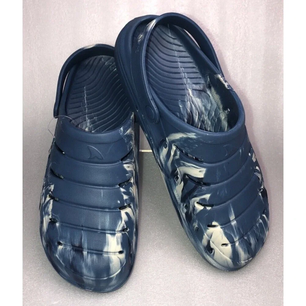 Rugged Shark Men's Blue Swirl Comfort RGS EVA Clog Water Sandals‎ Size 12 NEW